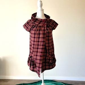 Plaid Short-Sleeved Shirt with Pockets